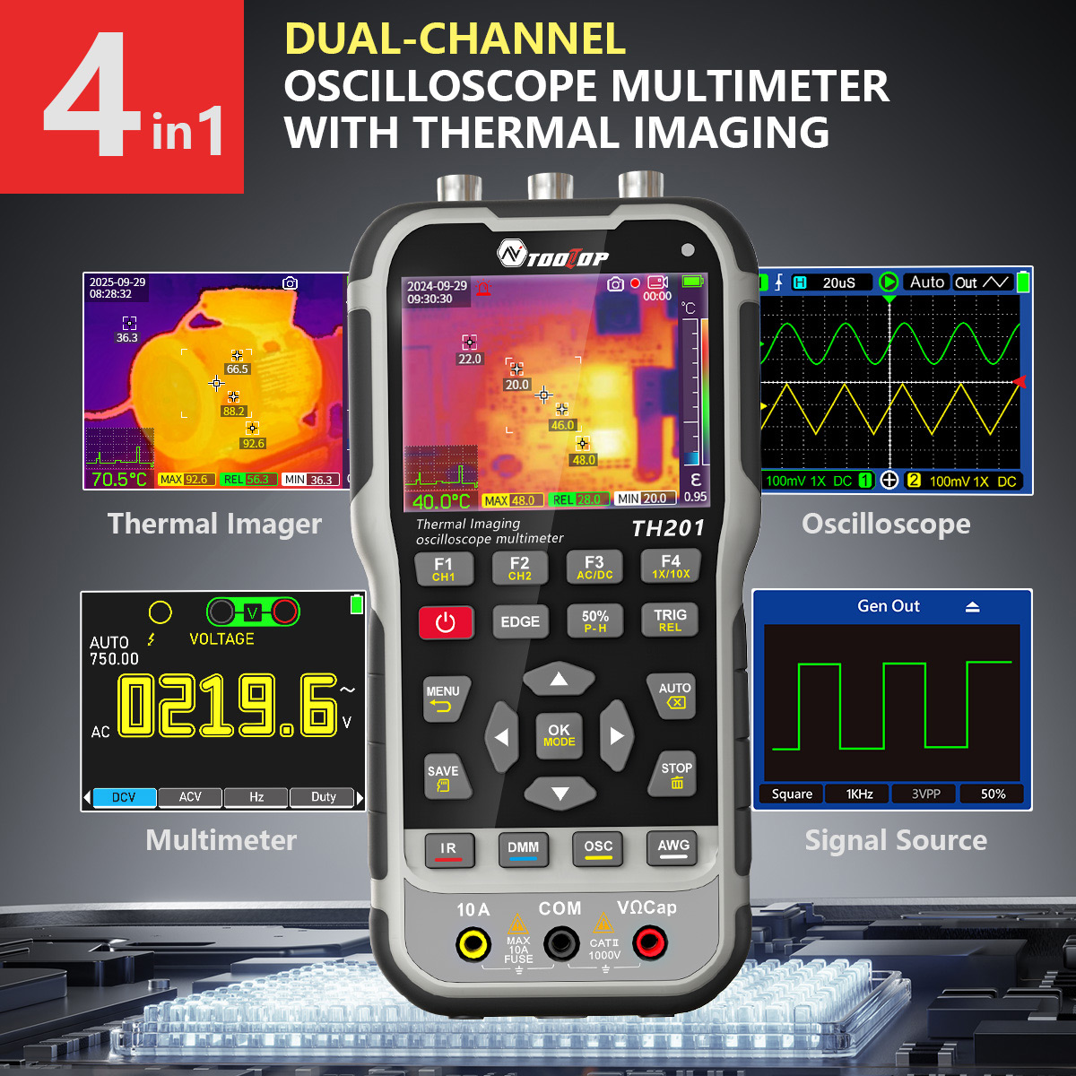 Microcontroller Kit - TOOLTOP TH201 4in1 warmtebeeldcamera oscilloscoop multimeter